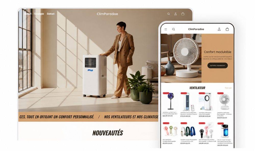 Site ClimParadise sur ordinateur et mobile