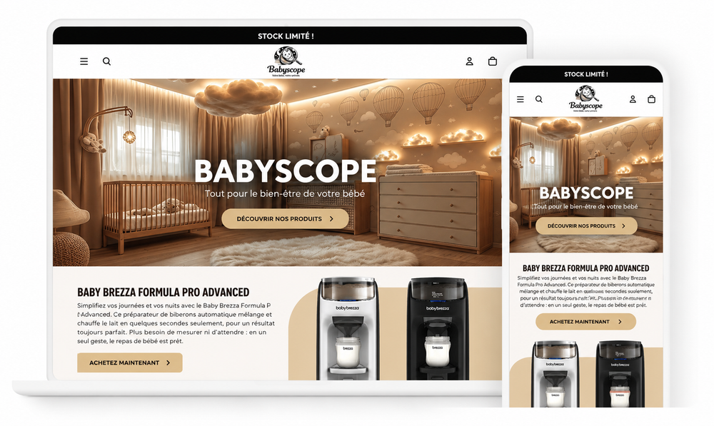 Site Babyscope sur ordinateur et mobile