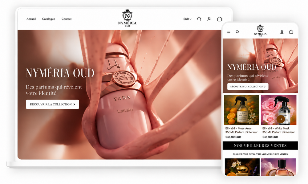 Site Nyméria Oud sur ordinateur et mobile