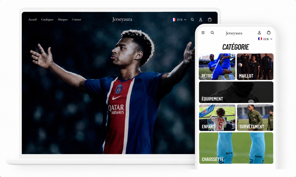 Site Jersey Aura sur ordinateur et mobile