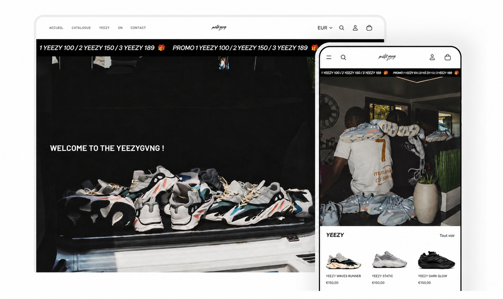 Site Mister Yeezy sur ordinateur et mobile