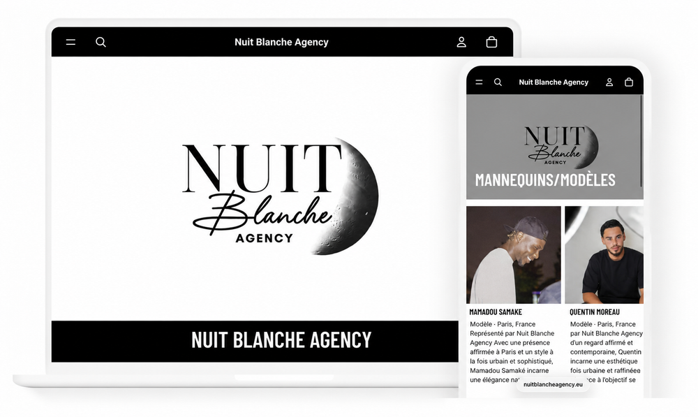 Site Nuit Blanche Agency sur ordinateur et mobile